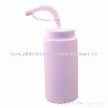 500mL Promotional Water Bottle with Straw, White Color